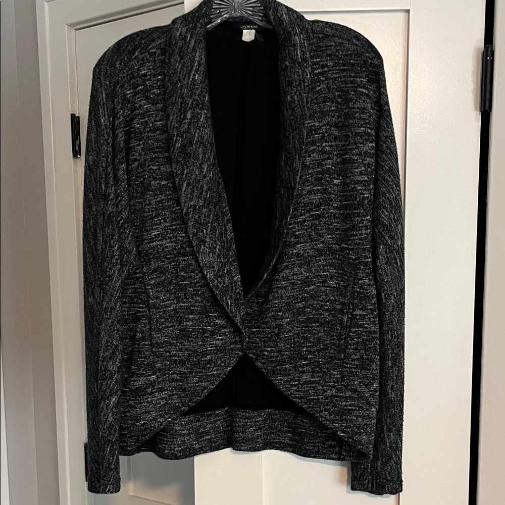 Chic Black and Gray Open Front Cardigan